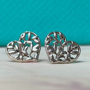 Authentic Tiffany & Co Olive Leaf Heart Earrings